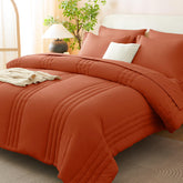 CozyLux king-size terracotta comforter set for year-round softness and breathable warmth