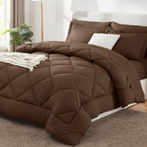 CozyLux Queen comforter brown cover with soft microfiber texture for cozy nights.