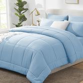 CozyLux queen baby blue comforter set packaged for delivery