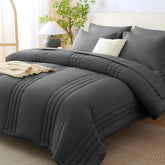 CozyLux queen comforter set dark grey 88x88 with soft microfiber warmth for all seasons.