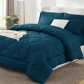 CozyLux queen comforter set Lyons Blue front view for soft, breathable nights
