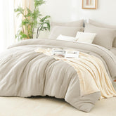 CozyLux queen comforter front view shows lightweight warmth and striped texture.