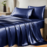 CozyLux satin queen fitted sheet offers a silky glide and secure fit.