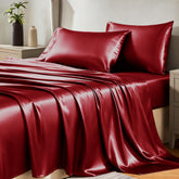CozyLux satin sheets queen set closeup fabric gloss for ultra-smooth sleep surface