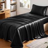 CozyLux satin twin fitted sheet closeup shows silky glide for hair and skin.