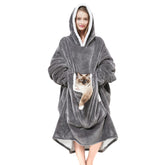 Cozystar wearable blanket hoodie with giant pocket for your pet, ideal for cozy movie nights.