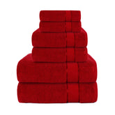 Craftberry 6-piece bath towel set in red with plush softness for daily use.