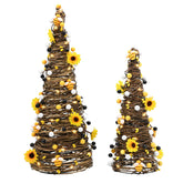CRCZK lighted bee sunflower tree pair creates warm farmhouse ambiance