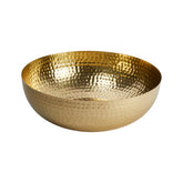 Creative Co-Op round hammered metal bowl in gold finish for elegant table display.