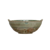 Creative Co-Op stoneware berry bowl with handles and aqua glaze for casual serving.