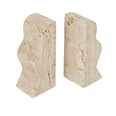 Creative Co-Op Travertine Wave Bookends pair supporting books with natural elegance on a shelf