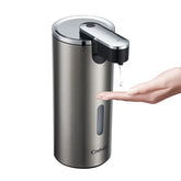 Crehora automatic soap dispenser front view showing hands-free operation and stainless steel finish.
