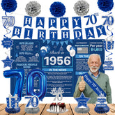 Crenics blue 1956 backdrop for nostalgic 70th birthday photo backdrop