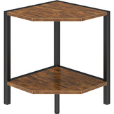 Creso Hom corner shelf stand front view for attractive display in rustic brown