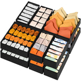 Criusia 12-pack drawer organizers showing 116 compartments for organized clothing storage