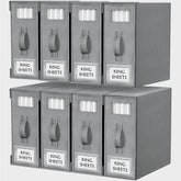 Criusia bed sheet organizers with a clear window for easy viewing of contents.