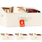 Criusia closet organizers bins front view illustrating large capacity for closet decluttering.