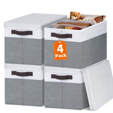 Criusia large closet bins with lids stackable for tidy shelves.