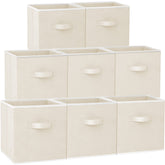Criusia large storage cubes on a shelf with side view in beige for organized spaces.