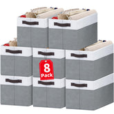 Criusia storage bin 8-pack side view, sturdy fabric storage for clutter-free shelves.