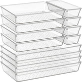 Criusia XL clear drawer organizer for neatly visible kitchen or vanity essentials