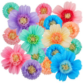 Crowye 24-piece tissue flowers in two sizes brighten walls with quick, vibrant decor.