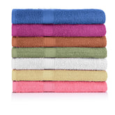 CrystalTowels 7-pack cover display in bathroom showing color variety for styling
