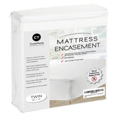 CrystalTowels twin TPU-backed waterproof protector blocks spills for a clean twin mattress.