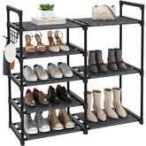 CSXGBAB Black Tubes Closet Shoe Rack front view shows sturdy metal frame for organized entryways