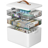 CTIME 3-Tier Medicine Organizer with leather handle for easy transport and access