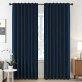 CUCRAF navy blue blackout curtains, two-panel 84-inch set for privacy and light control.