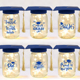 CUPLOOV glowing graduation jar blue as a centerpiece with warm illumination