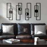 Cuspin abstract black metal wall art 4-pack full display adds modern elegance to living spaces.