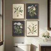 Cuspin framed botanical wall art four-piece set enriches living spaces with vintage charm