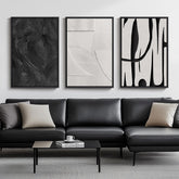 Cuspin large framed black and white abstract wall art, ideal for modern living room decor