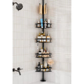 cutefafa rustproof corner shower caddy tension-pole stores large bottles neatly
