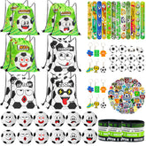 Cyclescrux drawstring bags with funny faces for a soccer party favors collection.