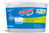 DampRid hi-capacity bucket with open lid showing spill-free moisture absorption for large spaces