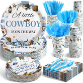 Dandat cowboy baby shower plates 9-inch for easy cleanup after festivities