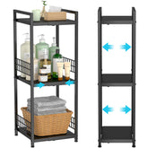 DAOUTIME 3-tier expandable shelf from the front view showing extended storage width.