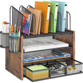 DAOUTIME 4-Tier mesh desk organizer keeping files organized clearly.
