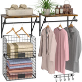 DAOUTIME wall-mounted laundry shelves with drying rods for efficient storage