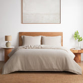 DAPU linen duvet cover queen on bed showing breathable texture for cooling sleep