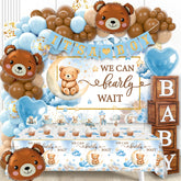 DataMoon We Can Bearly Wait sign backdrop for elegant baby shower and gender reveal decor