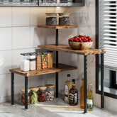 Dazioter 3-tier kitchen corner shelf front view, compact black organizer for spices