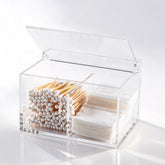 Dealpoli clear acrylic cotton swab holder front view keeps vanity organized