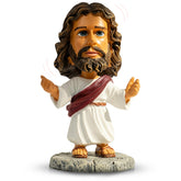 DECCED Jesus bobblehead on dashboard with lifelike details for inspiring car journeys.