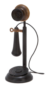 Deco 79 metal telephone decorative sculpture adds vintage charm to shelves.