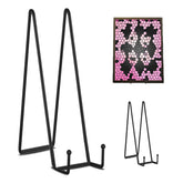 Decolore 16-inch black plate stand front view for elegant decorative display