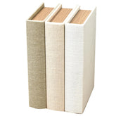 DECOR4SEASON modern book box taupe closeup with linen texture for refined décor